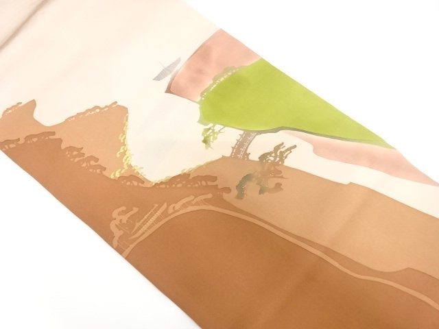 JAPANESE KIMONO / ARTISTS PIECE: SHIOSE / MOUNTAIN ROAD LANDSCAPE PATT
